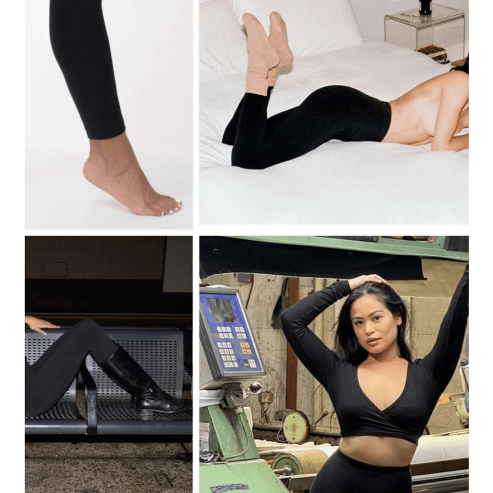 NEW! Los Angeles Apparel Black High-Waist soft cotton Leggings